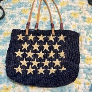 Navy star soft weave purse